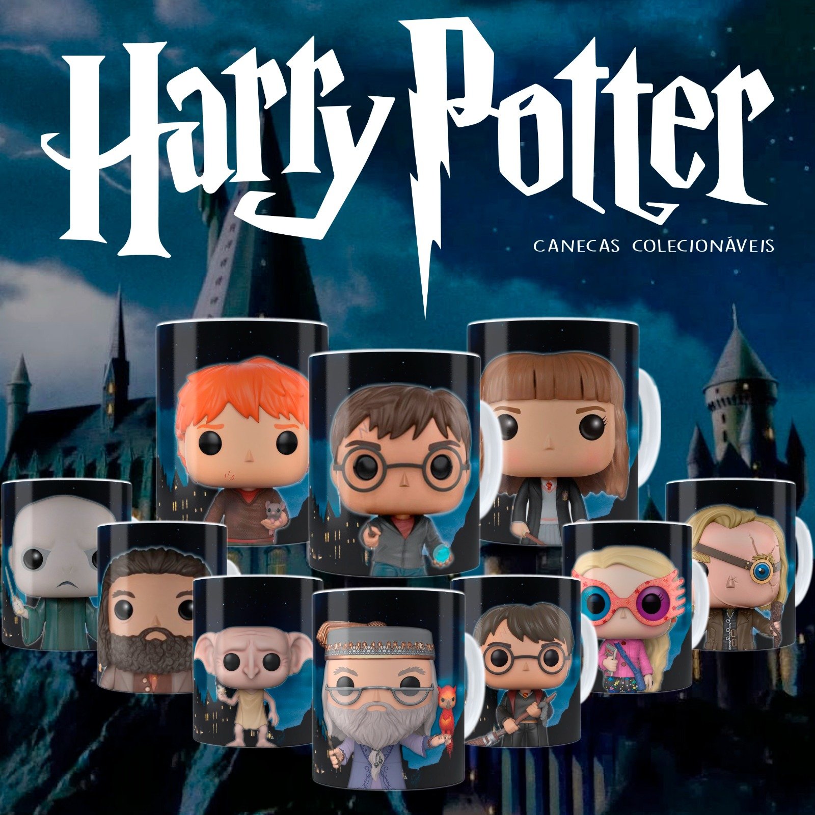 Paquete de Tazas Cabezones Harry potter
